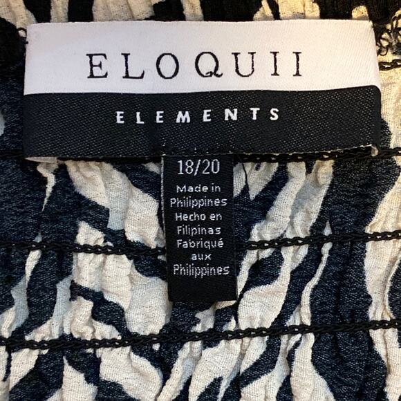 ELOQUII Element Smocked Top Plus Sz 18/20 Animal Print Crop Balloon Sleeve - Picture 7 of 11